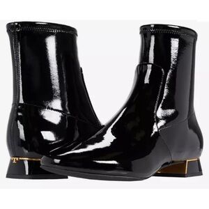 Tory Burch 20 mm Gigi Stretch Booties Ankle Boots Black Patent Leather Size 9